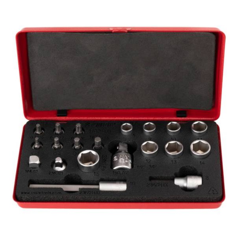 Unior 1782 Bit Set/Socket Set 20-Parts – Red/Black