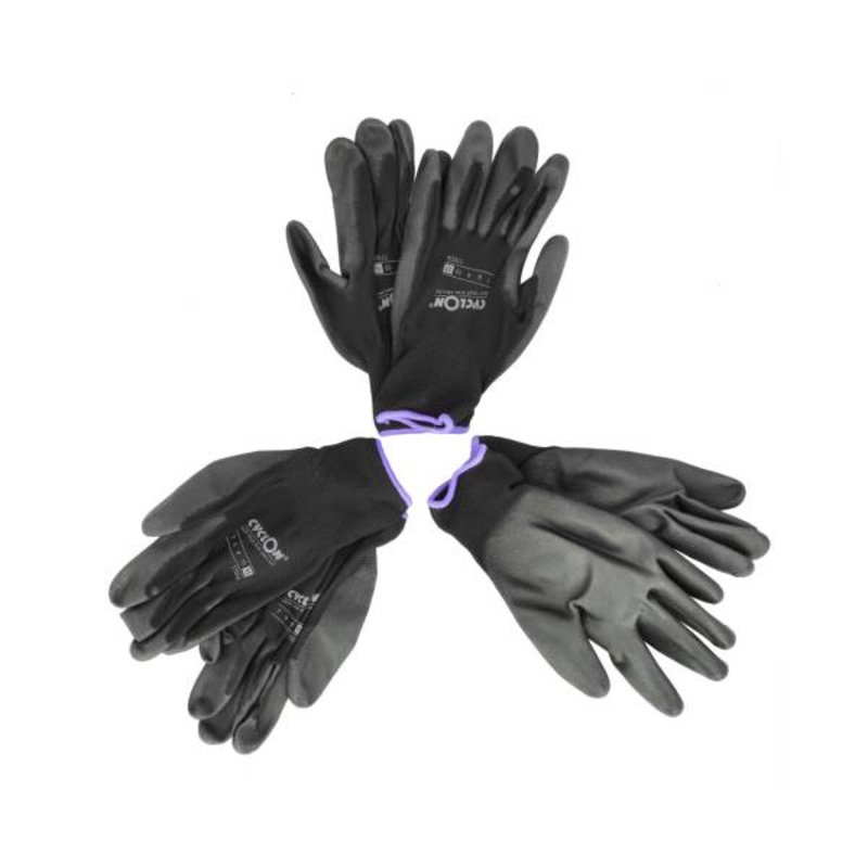 Cyclon Work Gloves PU-Flex Black/Purple – Size 7 (3)