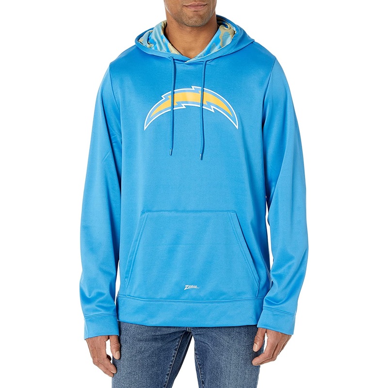 ZUBAZ LOS ANGELES CHARGERS NFL MEN’S TEAM COLOR HOODIE WITH TEAM CAMO LINER-XXL