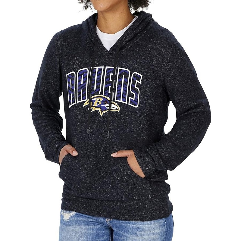 ZUBAZ NFL WOMEN’S BALTIMORE RAVENS MARLED SOFT HOODIE-XL
