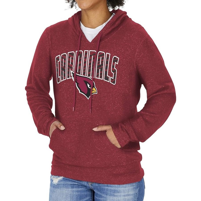 ZUBAZ NFL WOMEN’S ARIZONA CARDINALS MARLED SOFT PULLOVER HOODIE-XL