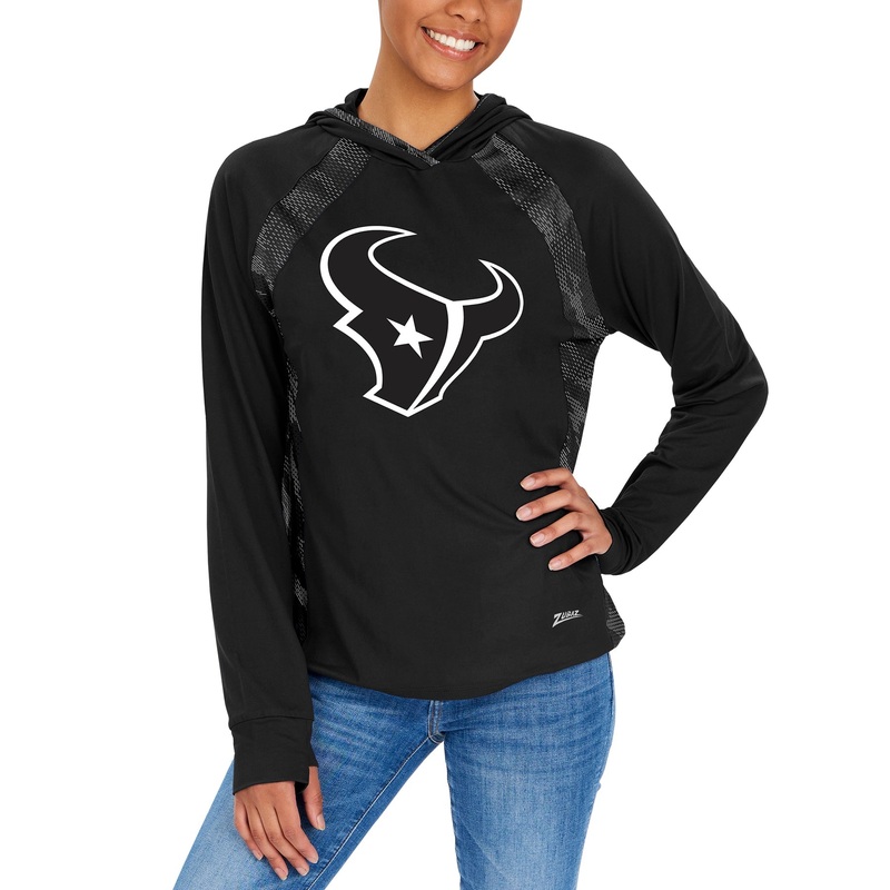 ZUBAZ NFL WOMEN’S HOUSTON TEXANS ELEVATED HOODIE W/ BLACK VIPER PRINT-Large