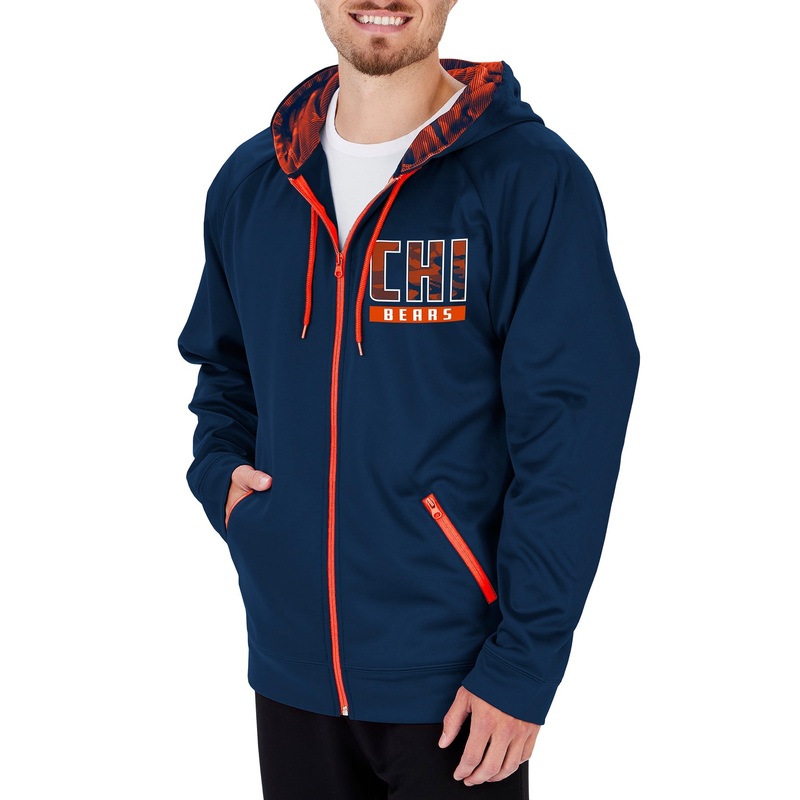 ZUBAZ NFL MEN’S CHICAGO BEARS FULL ZIP HOODIE WITH TEAM COLOR CAMO LINES- M