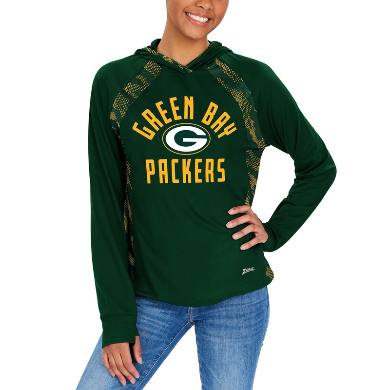 ZUBAZ NFL WOMEN’S GREEN BAY PACKERS ELEVATED HOODIE W/ TEAM COLOR VIPER PRINT-Medium