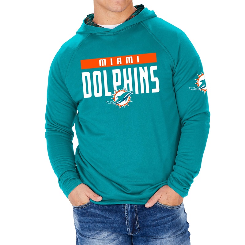 ZUBAZ MEN’S NFL MIAMI DOLPHINS TEAM COLOR HOODIE WITH VIPER PRINT DETAILS-XL
