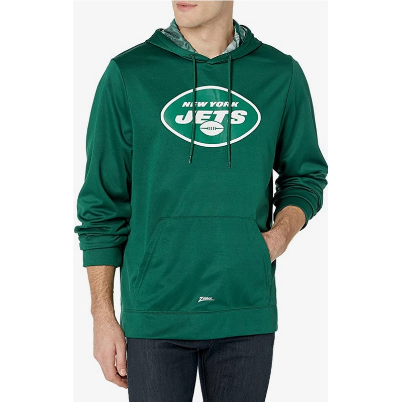 ZUBAZ NEW YORK JETS NFL MEN’S TEAM COLOR HOODIE WITH TEAM CAMO LINER-XXL