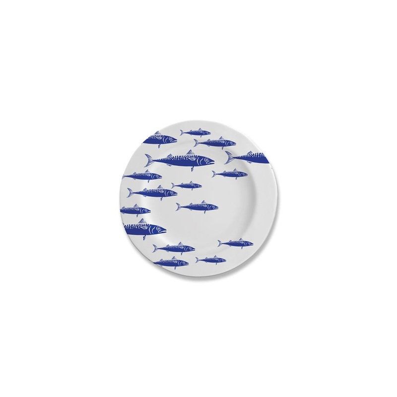 Blue Fish Wide Rim Flat Plate