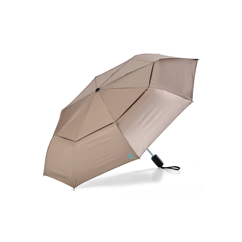 42 Inch Sodalis Travel Umbrella | Gold/Aqua Metallic