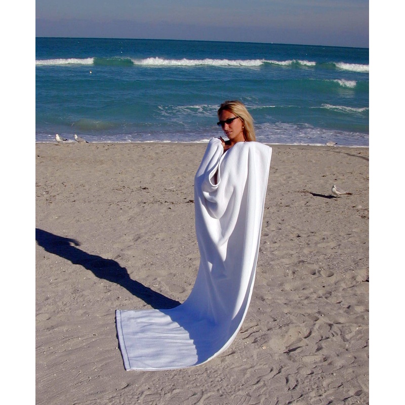 FatTowels – Oversized, Fluffy Beach Towel – Terry Towel, 35″ x 70″ White