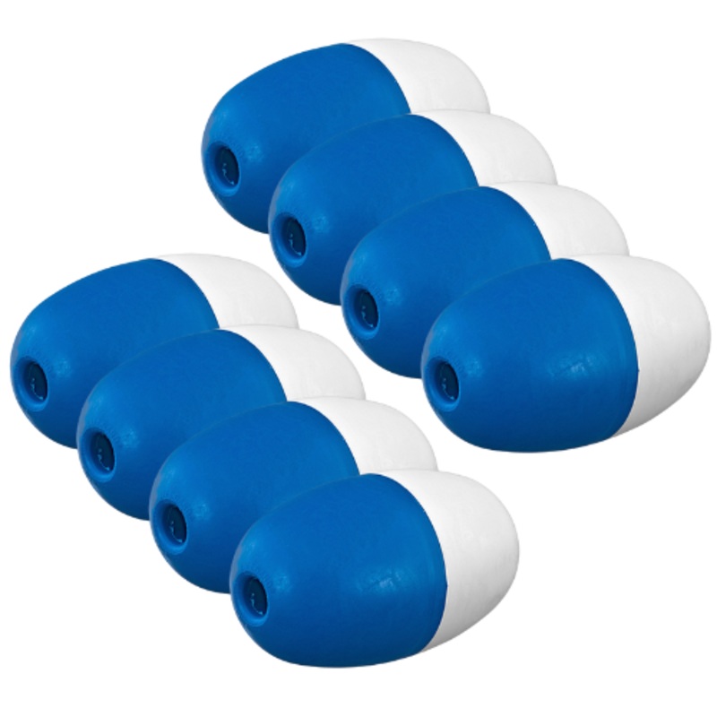 Pentair R181016. Blue and White. 3in x 5in Oval Flat. Fit 1/2 in Rope. 8 pack
