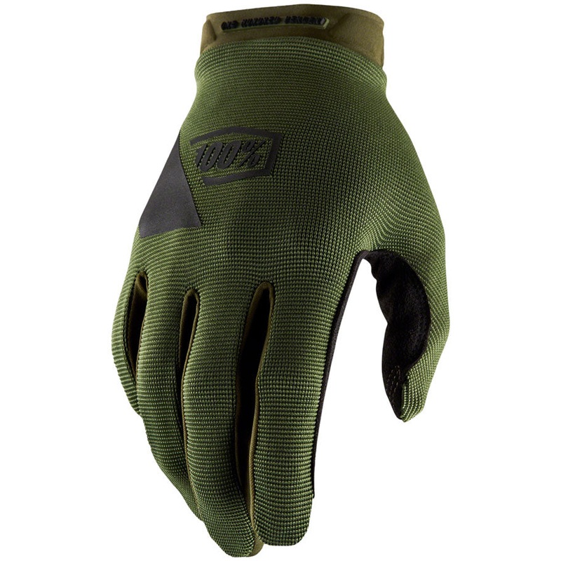 100% Ridecamp Gloves – Army Green/Black, Full Finger, Small