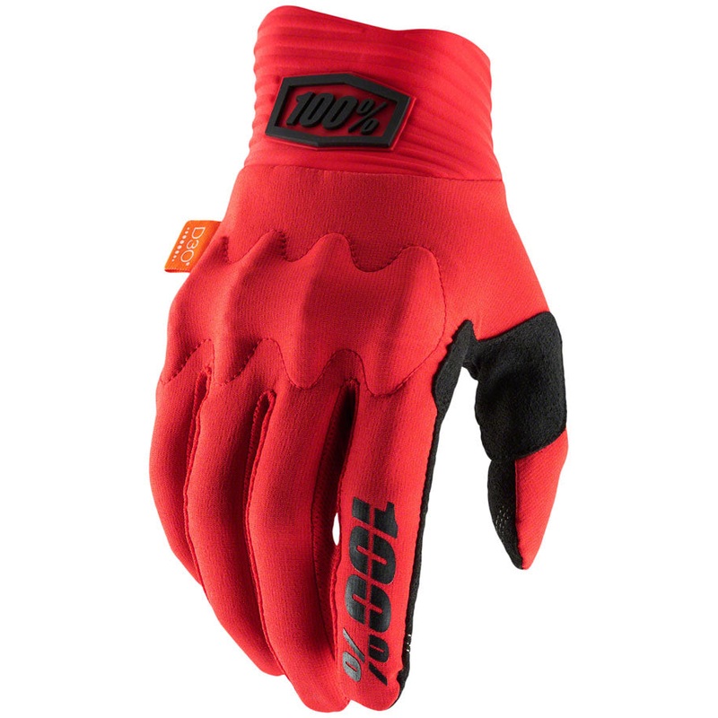 100% Cognito Gloves – Red/Black Full Finger Mens Small